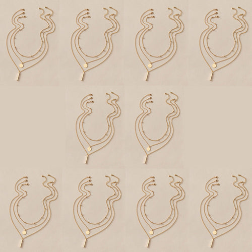 10 sets Gold Tone Chain Multi layer Choker Pendant Bib Necklace Party Jewellery