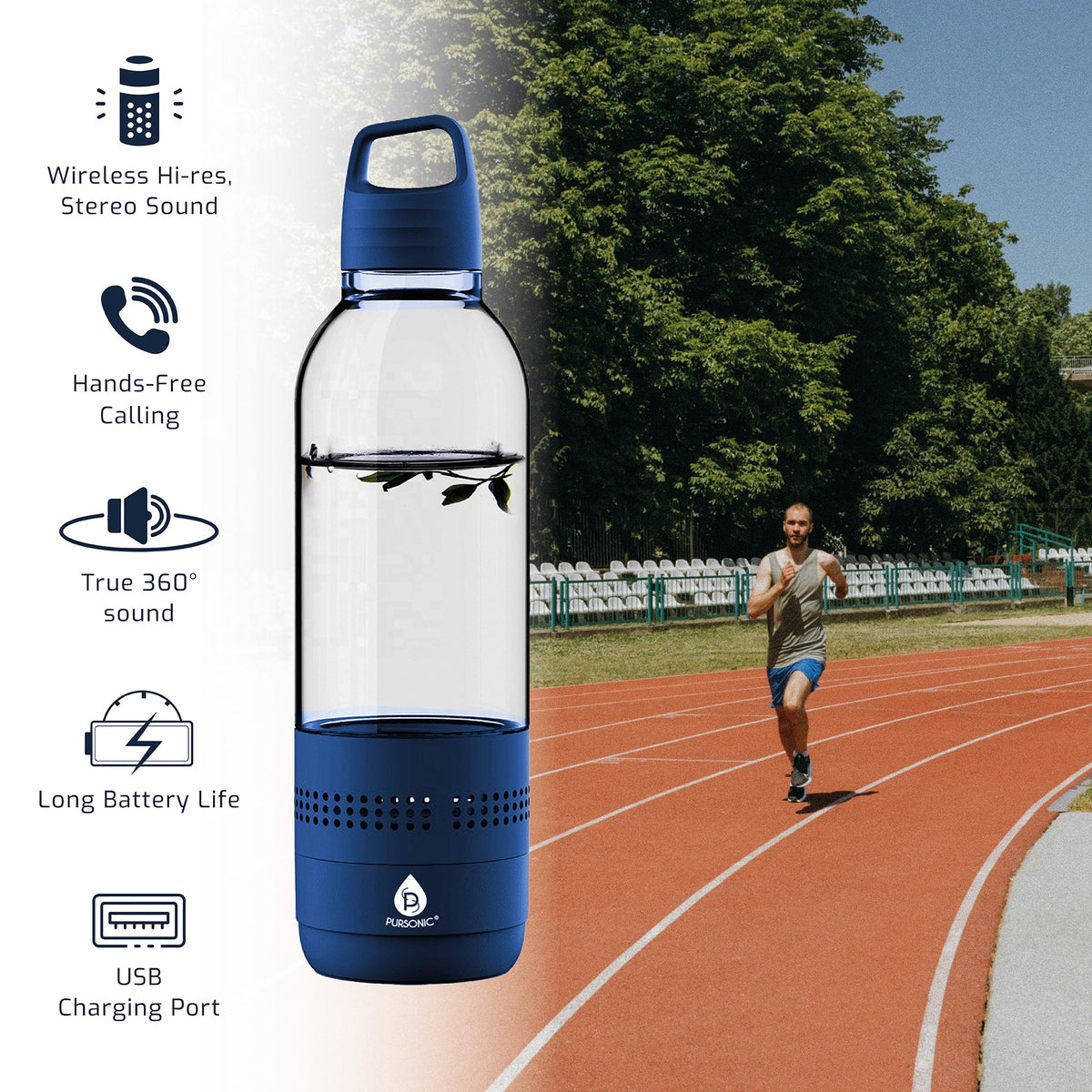 Pursonic 2-in-1 Water Bottle with Built-In Bluetooth Speaker