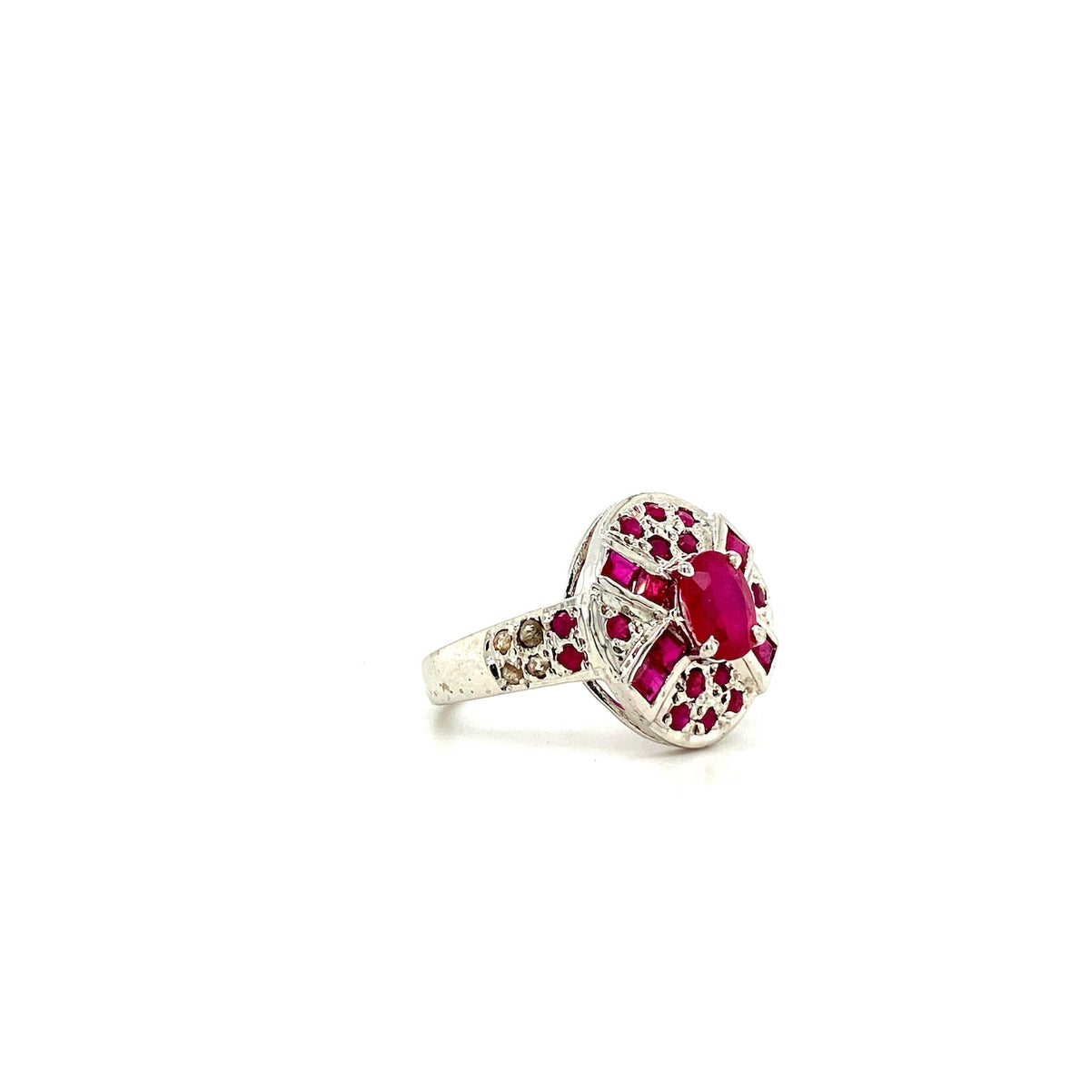 Ruby Sterling Silver Jewellery Set III