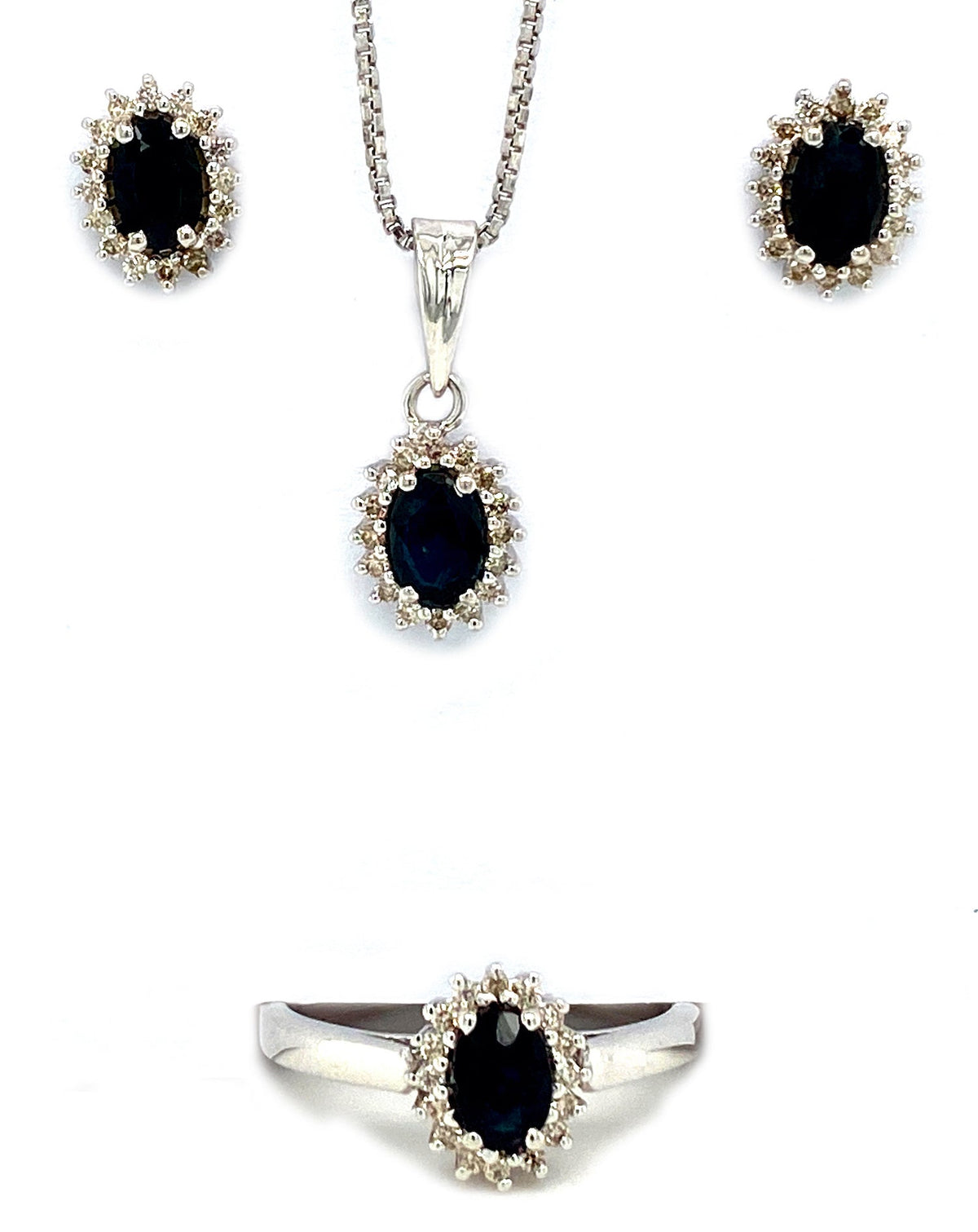 Sapphire Sterling Silver Jewellery Set