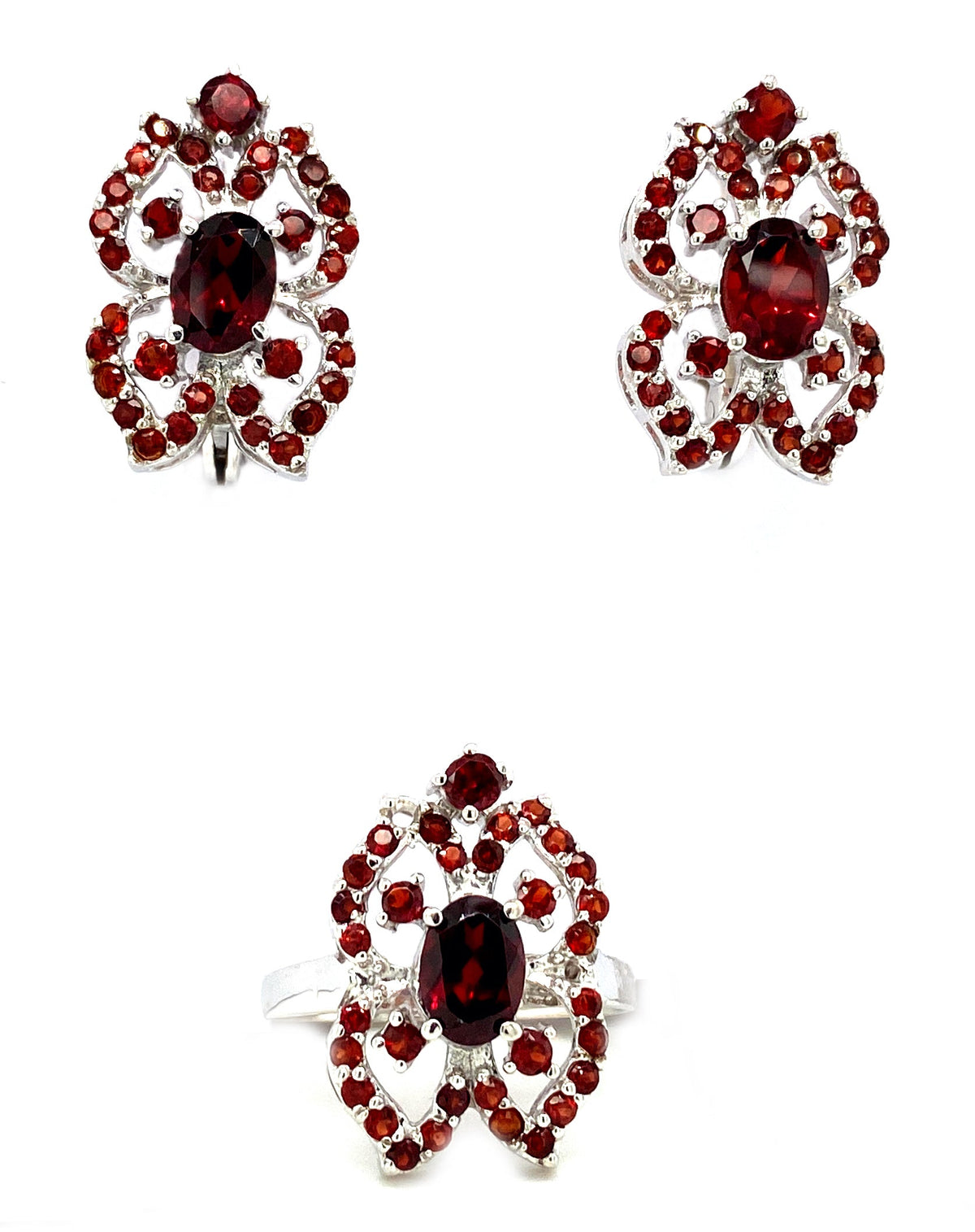 Garnet Sterling Silver Jewellery Set IV