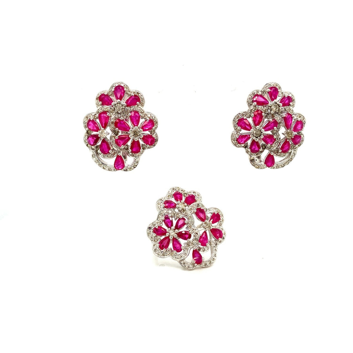 Ruby Sterling Silver Jewellery Set II