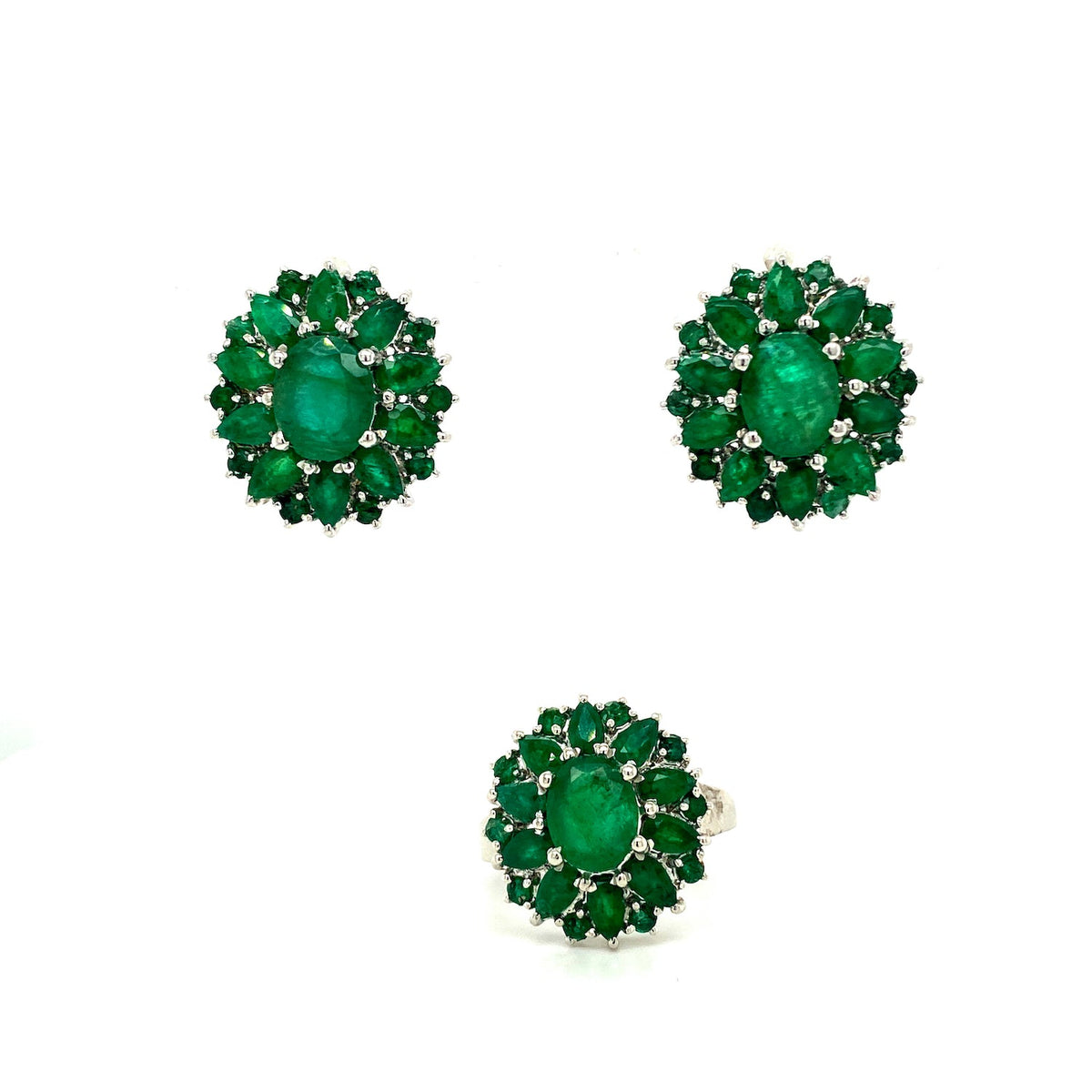 Emerald Sterling Silver Jewellery Set II